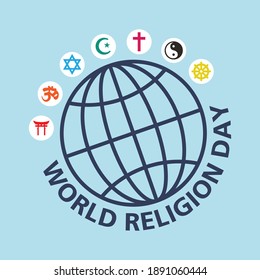World Religion Day. Template, with religion icon.