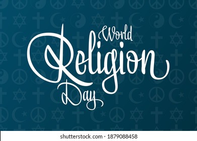 World Religion Day. The third Sunday in January. Holiday concept. Template for background, banner, card, poster with text inscription. Vector EPS10 illustration