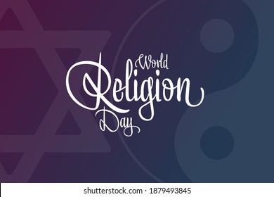 World Religion Day. The third Sunday in January. Holiday concept. Template for background, banner, card, poster with text inscription. Vector EPS10 illustration