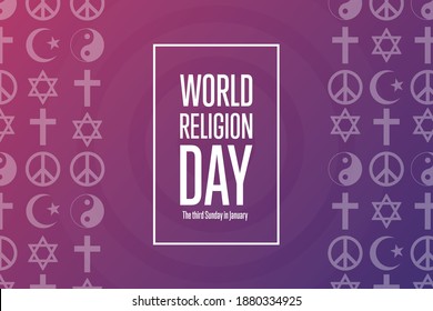 World Religion Day. The third Sunday in January. Holiday concept. Template for background, banner, card, poster with text inscription. Vector EPS10 illustration