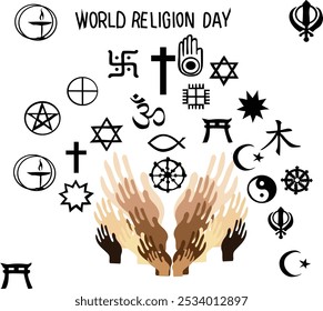 world religion day vector illustration. Good for banner, poster, greeting card, party card, invitation, template, advertising, brochures, flyers, ad benners and social media
