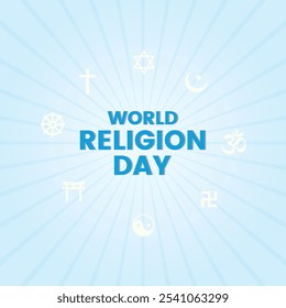 Ilustração vetorial do Dia Mundial da Religião com tipografia e ícones religiosos para celebrar o Dia Mundial da Religião . Ideia criativa com fundo para Banner, cartaz, cartão e design de panfleto.