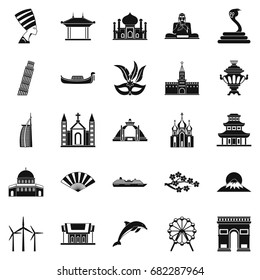 World religion icons set. Simple set of 25 world religion vector icons for web isolated on white background