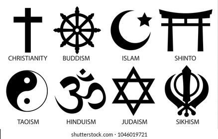 world religion symbol icon set on white background