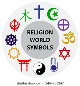 world religion symbols colored signs of major religious groups and religions. easy to modify