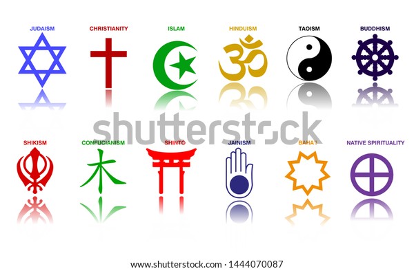 World Religion Symbols Colored Signs Major Stock Vector (Royalty Free ...