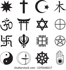 World religion symbols concept illustration