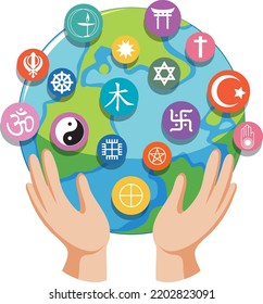 World religion symbols concept illustration