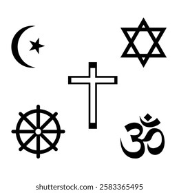 World religion symbols icon set. Signs of major religious groups and religions. 