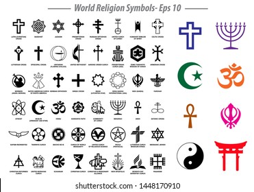 world religion symbols signs of major religious groups and other religions isolated. 