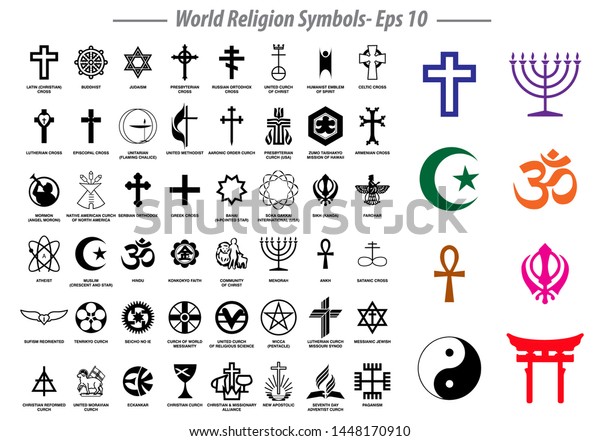 world religion symbols signs of\
major religious groups and other religions isolated.\
