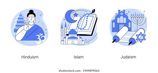 World religions abstract concept vector illustrations.