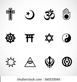 World religions signs icon set vector