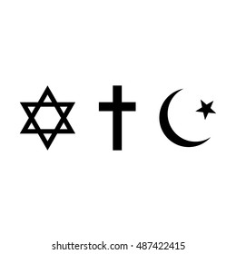 World religions symbols: Judaism, Christianity, Islam