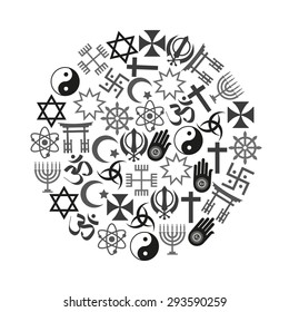world religions symbols vector set icons in circle eps10