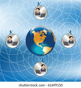 World representing global business telecommunications via the internet