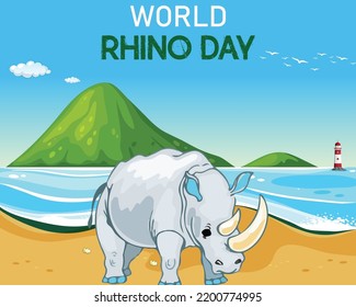 World Rhino Day. 22 September. rhino vector illustration in honor of world rhino day With a nature Background.
