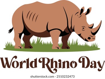 World Rhino day 22 September flat design concept. Vector Illustration.