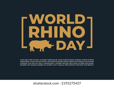 World rhino day background banner poster with rhino on navy color on september 22.