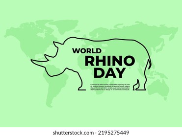 World rhino day background banner poster with rhino symbol on earth globe map on september 22.