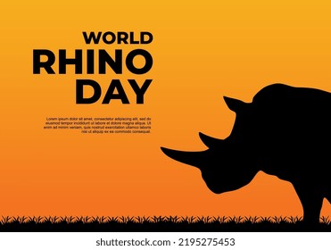 World rhino day background banner poster with rhino head in the afternoon on september 22.