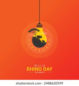 world rhino day creative ads design. save, jungle and rhino silhouette vector isolated on Template for background. rhino day Poster, vector, 3d, illustration, Sep 22. Important day, Holiday concept.