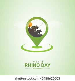 world rhino day creative ads design. save, jungle and rhino silhouette vector isolated on Template for background. rhino day Poster, vector, 3d, illustration, Sep 22. Important day, Holiday concept.