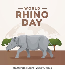 World Rhino Day design template good for celebration usage. rhino vector illustration. rhino image. vector eps 10. flat design.