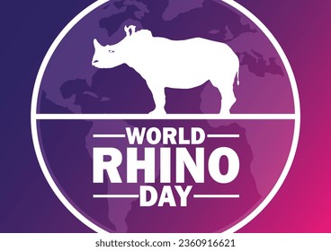 World Rhino Day. Holiday concept. Template for background, banner, card, poster with text inscription. Vector illustration.
