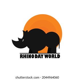 world rhino day logo vector illustration with white background