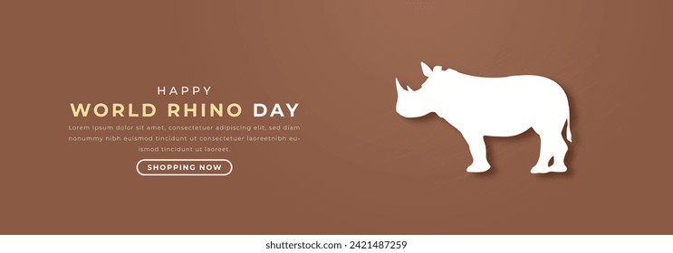 World Rhino Day Paper cut style Vector Design Illustration for Background, Poster, Banner, Advertising, Greeting Card