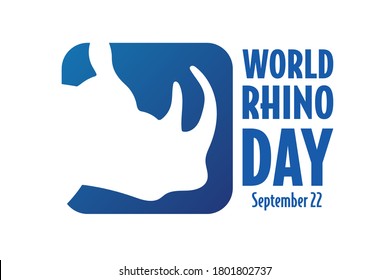 World Rhino Day. September 22. Holiday concept. Template for background, banner, card, poster with text inscription. Vector EPS10 illustration