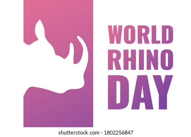 World Rhino Day. September 22. Holiday concept. Template for background, banner, card, poster with text inscription. Vector EPS10 illustration