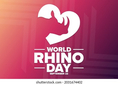 World Rhino Day. September 22. Holiday concept. Template for background, banner, card, poster with text inscription. Vector EPS10 illustration