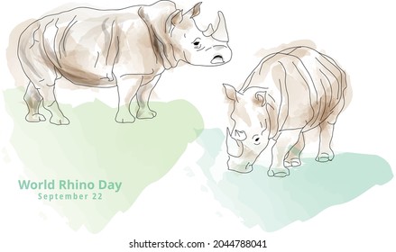 
World Rhino Day - September 22, idea for social media post, poster, calendar, post card