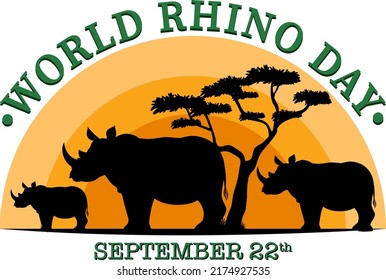 World Rhino Day September 22 illustration