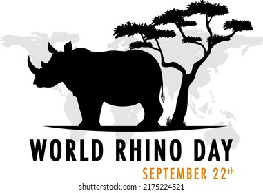 World Rhino Day September 22 Banner illustration
