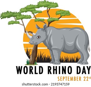 World Rhino Day September 22 illustration