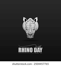 World Rhino Day. September 22. suitable for posters, banners, World Rhino Day greeting cards