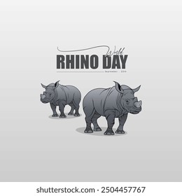 World Rhino Day. September 22. suitable for posters, banners, World Rhino Day greeting cards