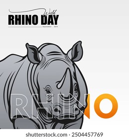 World Rhino Day. September 22. suitable for posters, banners, World Rhino Day greeting cards