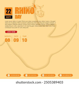 World Rhino Day. September 22. suitable for posters, banners, World Rhino Day greeting cards