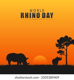 World Rhino Day. September 22. suitable for posters, banners, World Rhino Day greeting cards