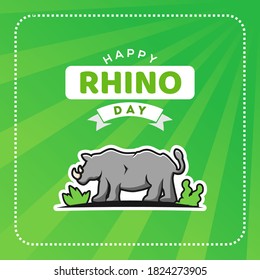 Ilustración De Diseño De Vectores Del Día Mundial Del Rinoceronte Para Celebrar Momento