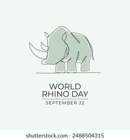 World Rhino Day vector design template good for celebration usage. World Rhino Day design. Continuous line drawing. eps 10.