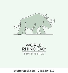 World Rhino Day vector design template good for celebration usage. World Rhino Day design. Continuous line drawing. eps 10.