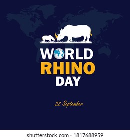 World Rhino Day. Vector illustration for world rhino day. Poster, banner, logo, print for lovers and defenders of rhinos. Animal protection. 22 September.