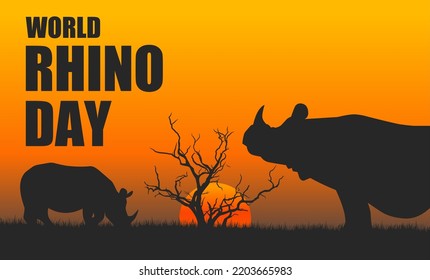 World Rhino Day vector illustration. Suitable for Poster, Banners, campaign and greeting card