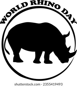 World Rhino Day. Vector illustration for world rhino day. Poster, banner, logo, print for lovers and defenders of rhinos. Animal protection. 22