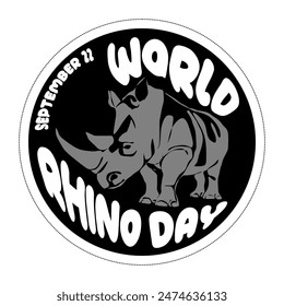 World Rhino Day. Vector illustration. Animal protection. 22 September.